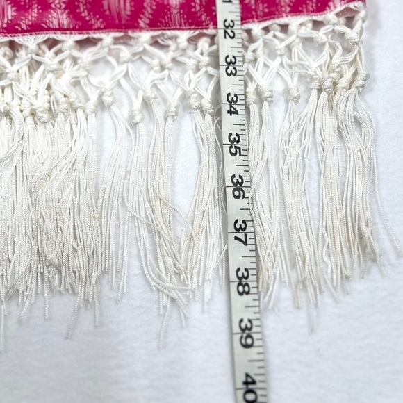 FRANCESCA’S COLLECTION Women's Aztec Sheer Racerback Fringe Swim Coverup M/L - Picture 10 of 11